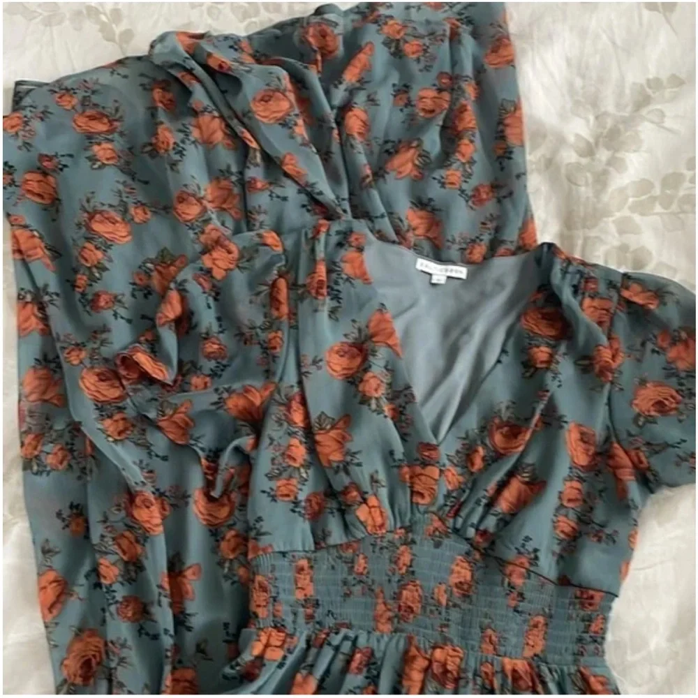 Baltic Born Teal and Rust Floral Maxi Dress - Picture 5 of 6